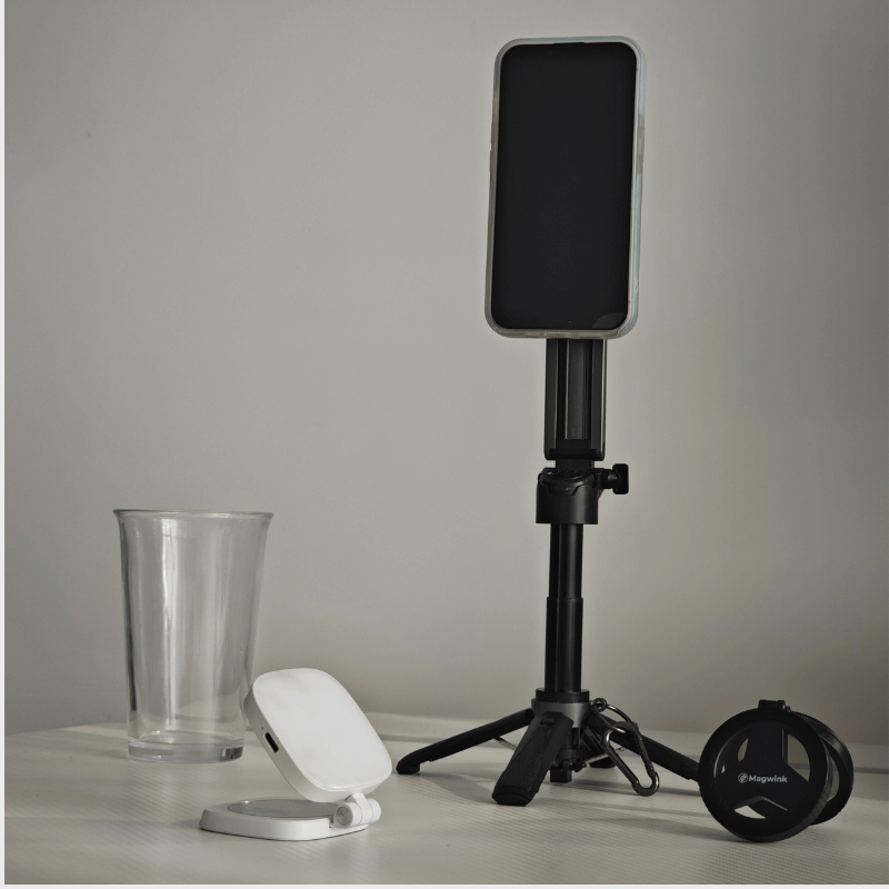 Magwink P15 Mini Grip Quadripod – MagSafe-Compatible Phone Tripod & Selfie Stick
