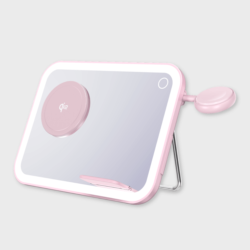 V22 Smart Makeup Mirror with 3-in-1 Wireless Charging & LED Light