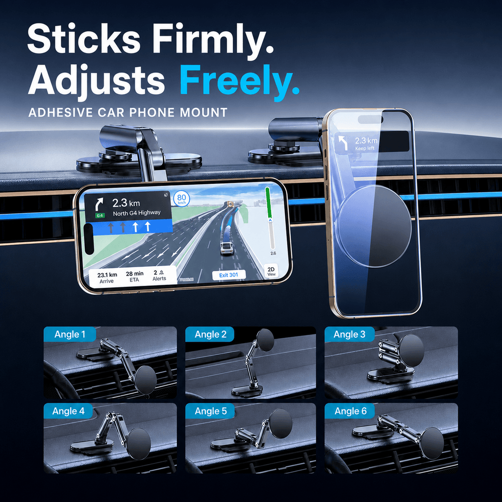 Magwink Z1 MagSafe Car Phone Mount – Adjustable Adhesive Dashboard Magnetic Phone Holder