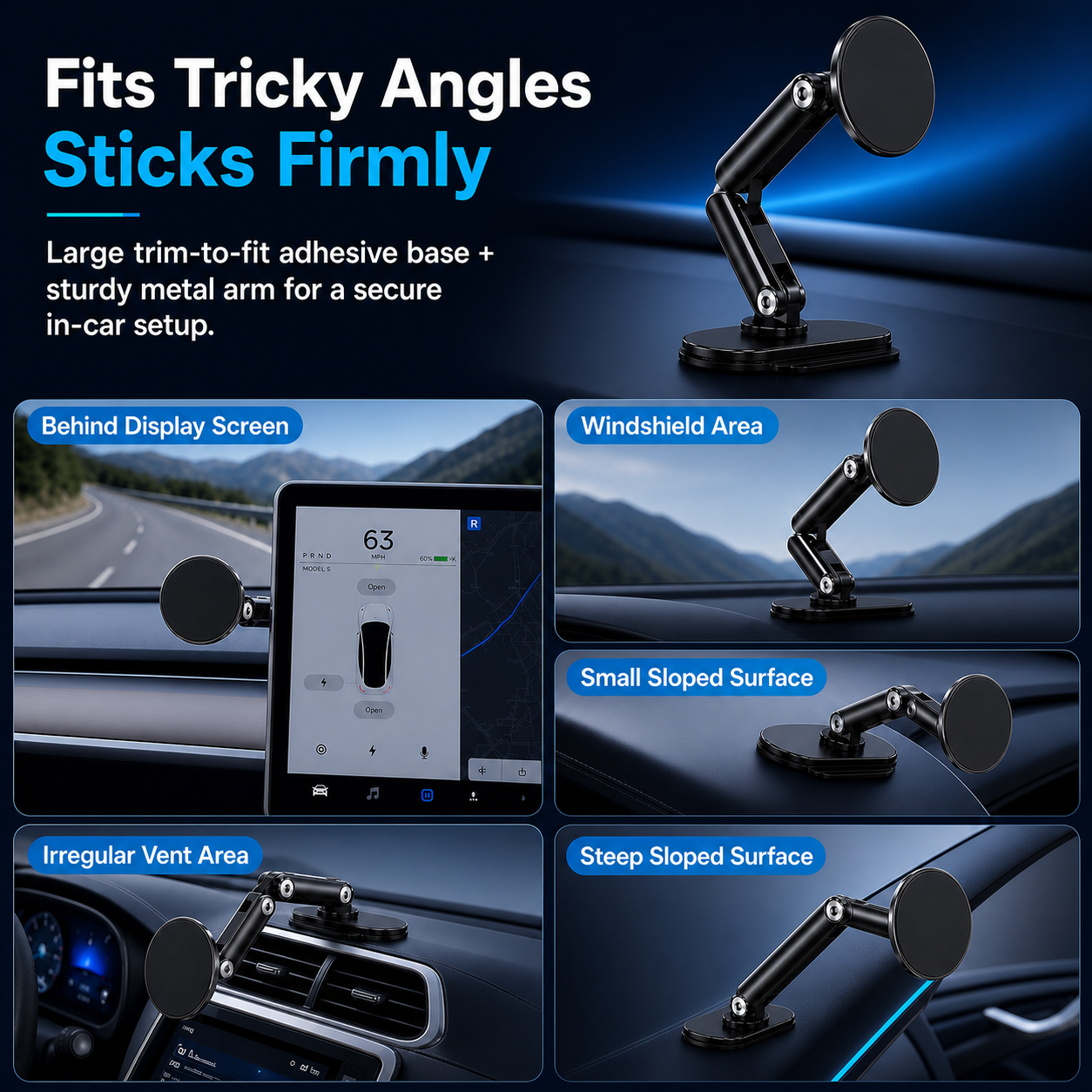 Magwink Z1 MagSafe Car Phone Mount – Adjustable Adhesive Dashboard Magnetic Phone Holder