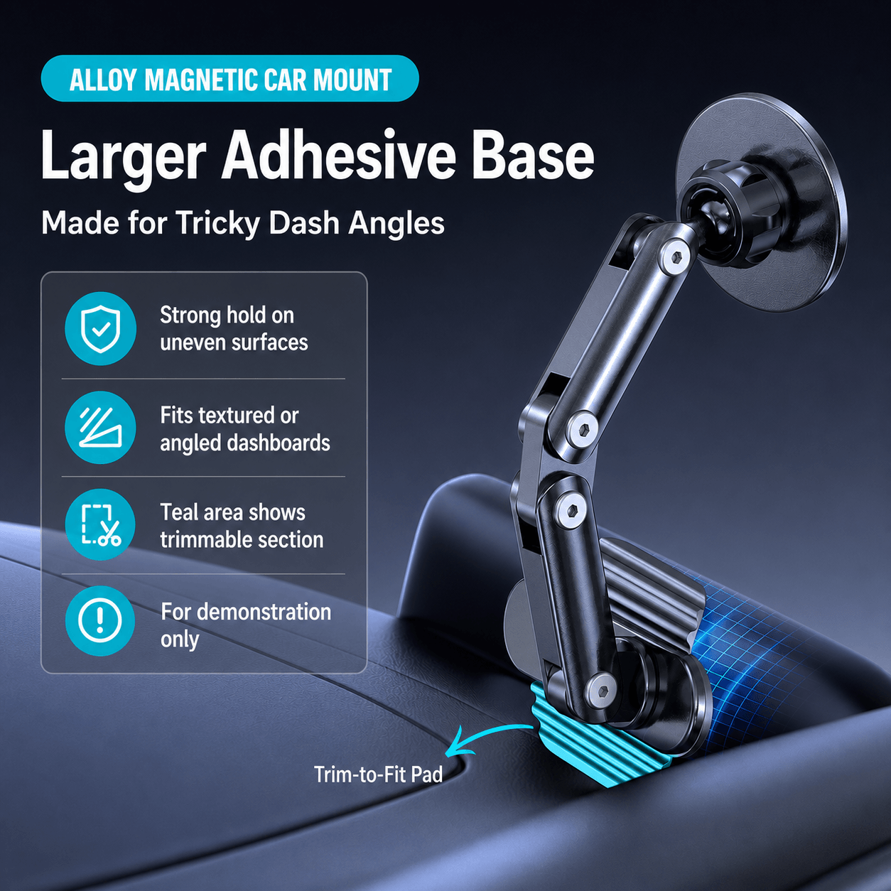 Magwink Z1 MagSafe Car Phone Mount – Adjustable Adhesive Dashboard Magnetic Phone Holder