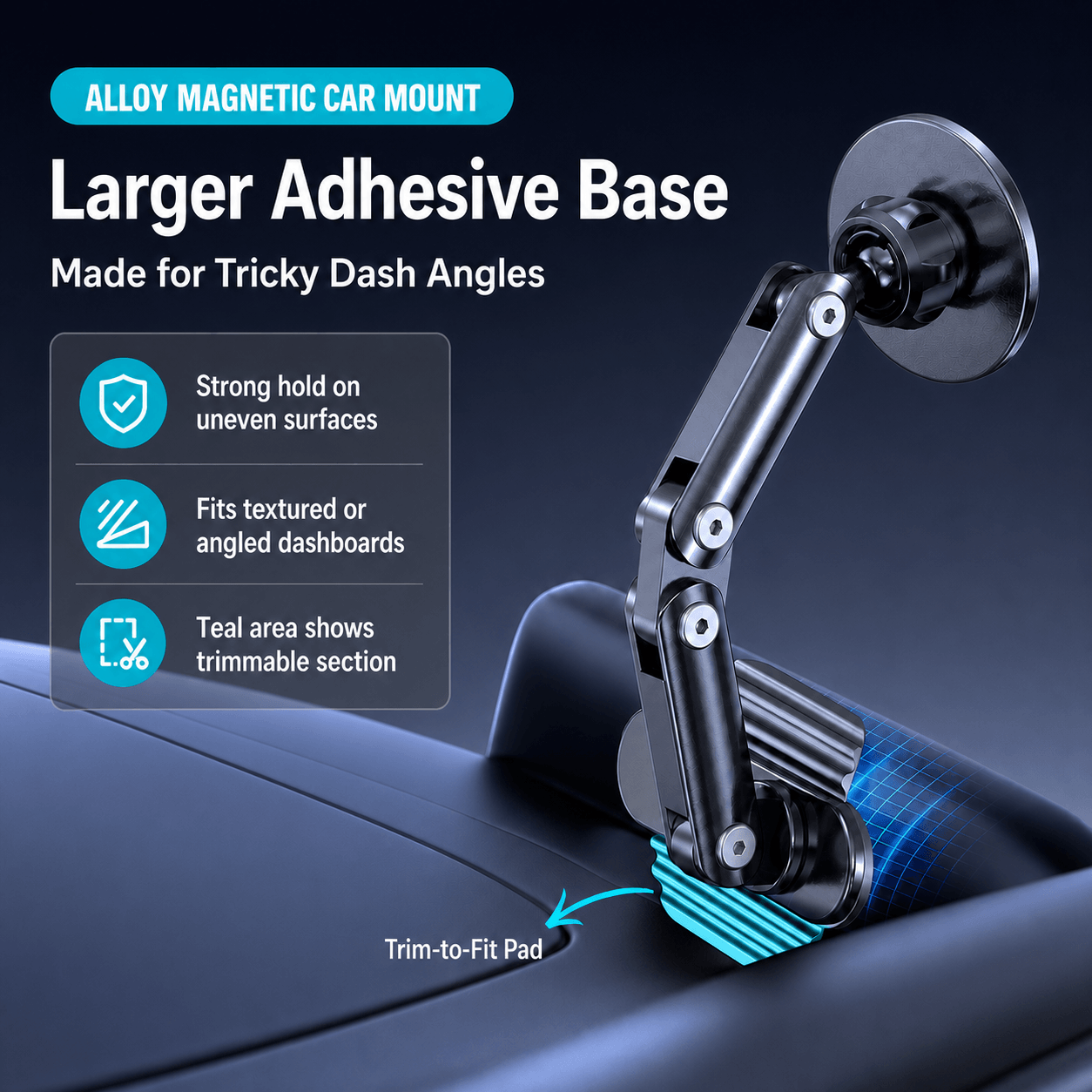 Magwink Z1 MagSafe Car Phone Mount – Adjustable Adhesive Dashboard Magnetic Phone Holder